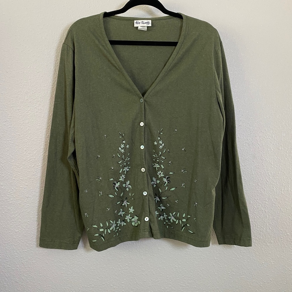 Vintage 90s Green Fairycore Forest Fairy Cottagecore Cardigan L Whimsical Goblin